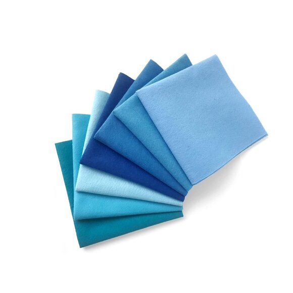 7 Pieces Blue Felt Fabric Bundle Crafting Sewing Supplies 18" x 18" Each Assorte - Picture 8 of 12